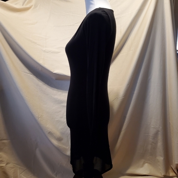 Mystylemode Black V-Neck Mesh Bodycon Midi Dress SZ Medium - Picture 4 of 7